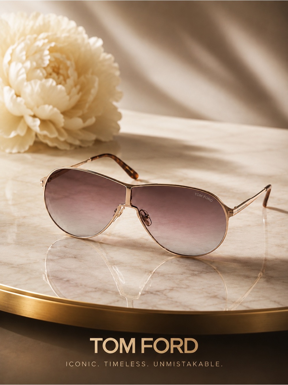 Tom Ford Gaia TF1174 28K Rose Gold Aviator Sunglasses Italy w/ Case NWT